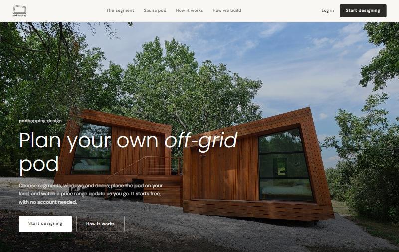 The podhopping design website: plan your own off-grid pod